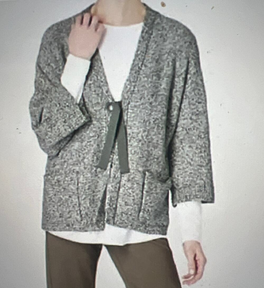 J. Jill Kimono Front Tie Cardigan Sweater Large Green Marl Open